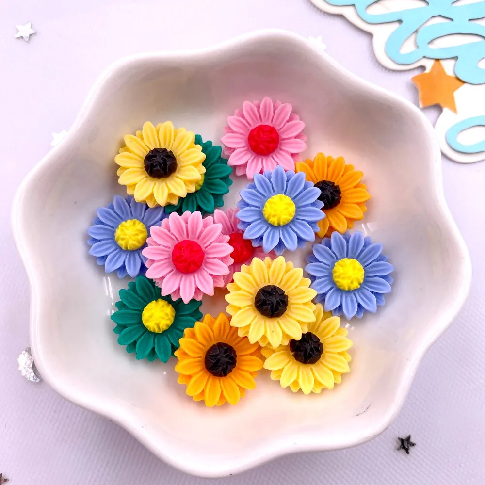 Paradise Jewelry & Watches Llc Photos - 송진 다채로운 해바라기 플랫백 꽃 스톤