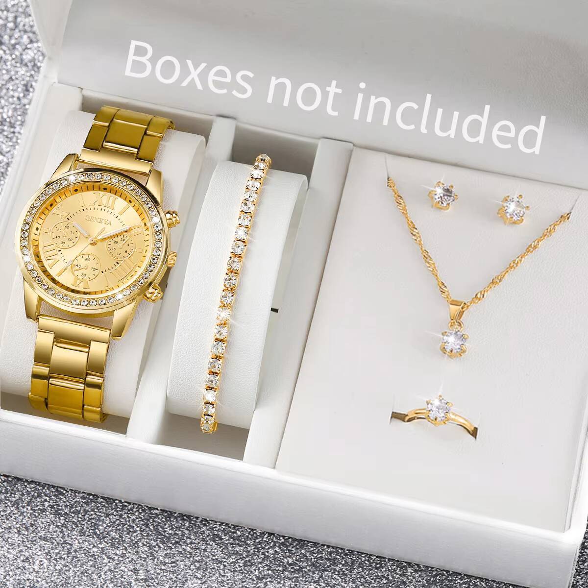 Jewelry Watches For Women - 6개/세트 패션 라인스톤 여성용 시계 아날로그