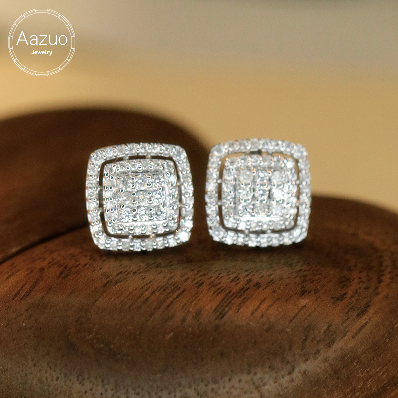 Diamond Stud Earrings - 아아주오 럭셔리 주얼리, 18K 화이트 골드,