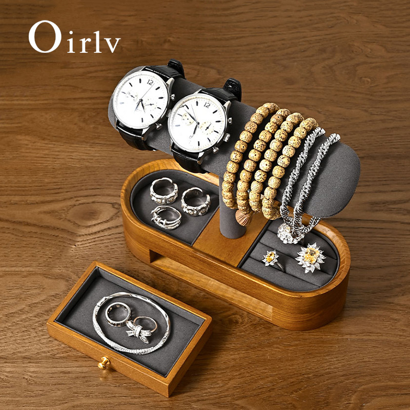 Jewelry Watches Box - Oirlv 단단한 나무 시계 주최자 선반