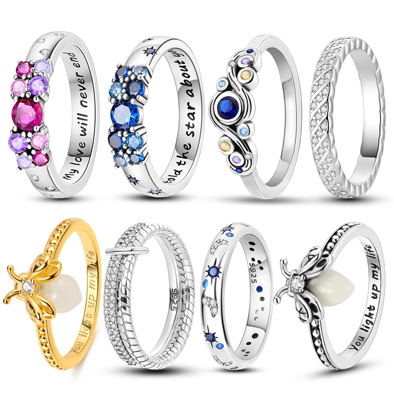 Statement Cocktail Ring - 925 실버 별과 반딧불이(다양한 스타일) 지르콘