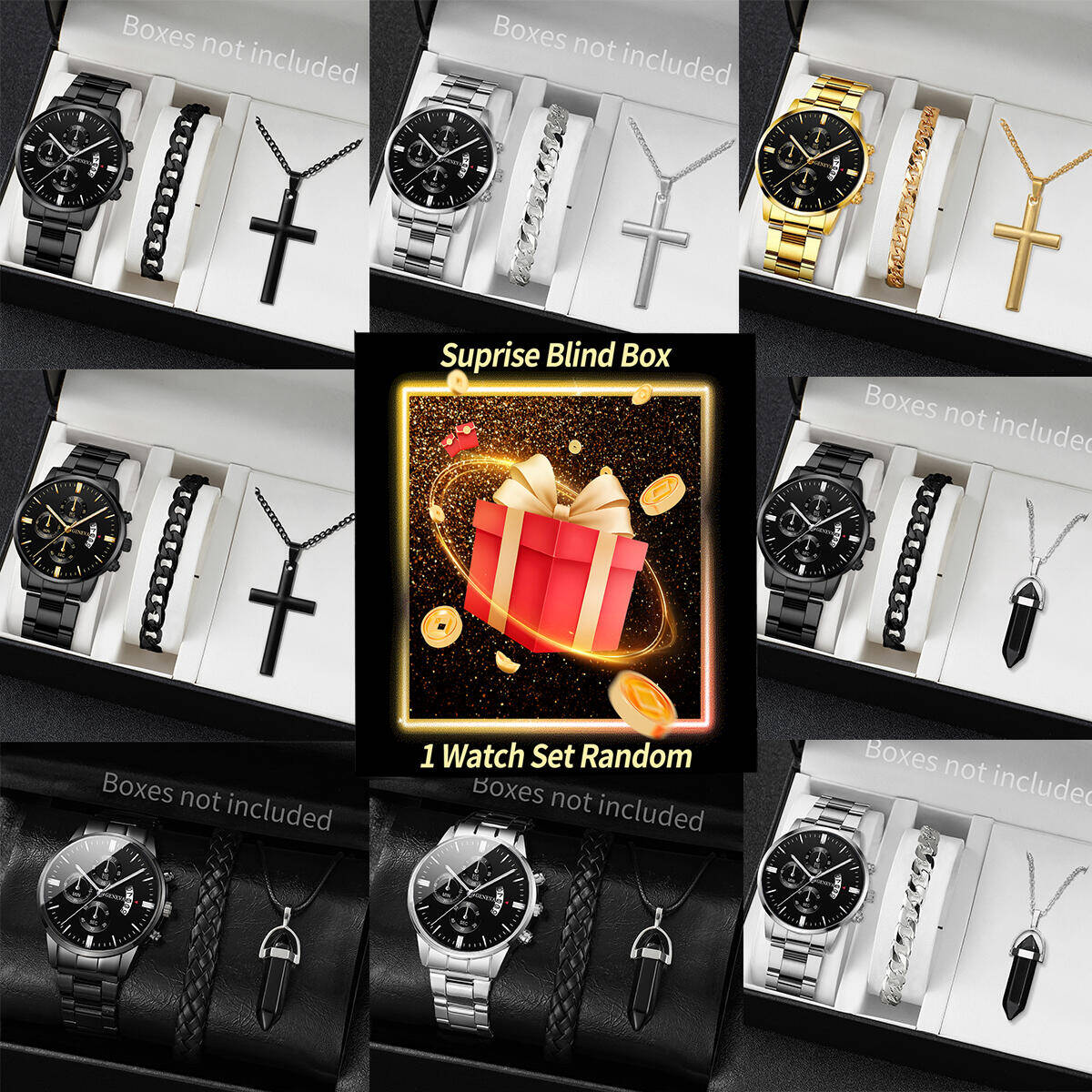 Jewelry Watches Box - 서프라이즈 미스터리 시계 블라인드 박스-3개/세트 패션
