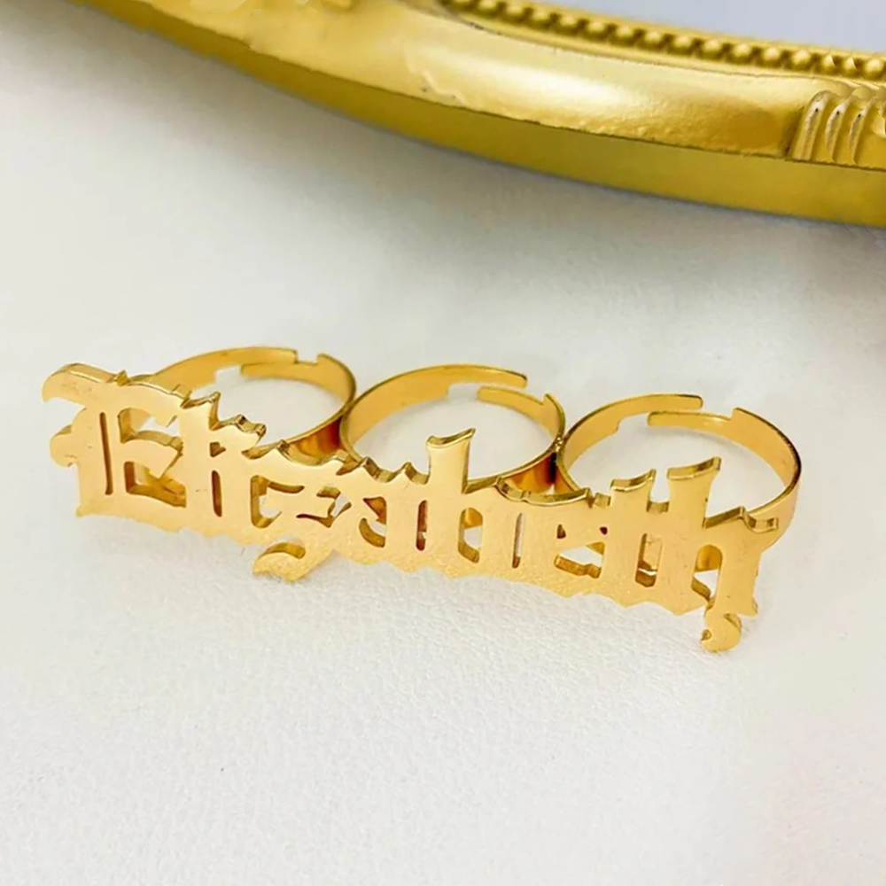 여성용 맞춤형 이름 반지, 너클 큰 3 손가락 반지,  - Statement Cocktail Ring 리뷰 및 가격
