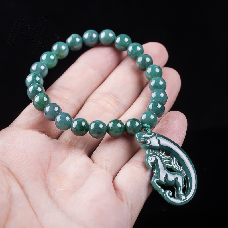 천연 비취 블루 워터 조디악 말 비즈 핸드 니팅 팔찌  - Luxury Gifts Jewelry & Watches Namfleg Mostar 리뷰 및 가격