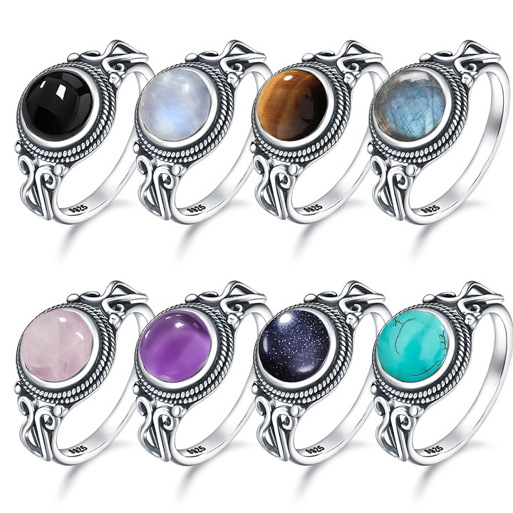 천연 라브라도라이트 스톤이 있는 빈티지 925 스털링  - Turquoise Stone Ring 리뷰 및 가격