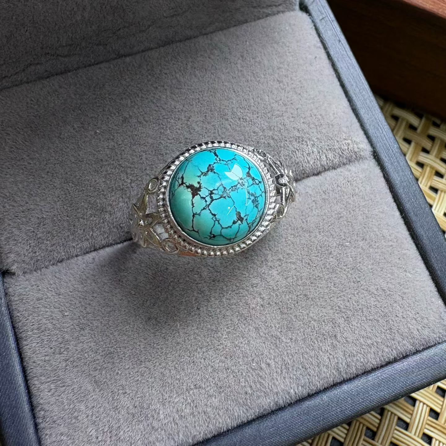 1 Pc Fengbaowu 천연 청록색 반지 라운드 타 - Turquoise Stone Ring 리뷰 및 가격