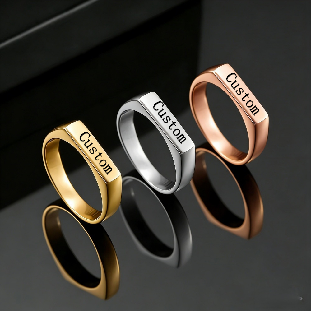 맞춤 각인 이름 사진 반지 스테인리스 스틸 개인 맞춤  - Statement Cocktail Ring 리뷰 및 가격