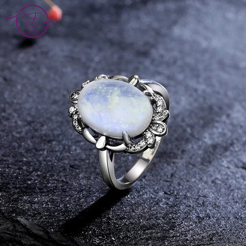 여성을위한 빈티지 문스톤 반지 남성 10*14MM 타원 - Turquoise Stone Ring 리뷰 및 가격