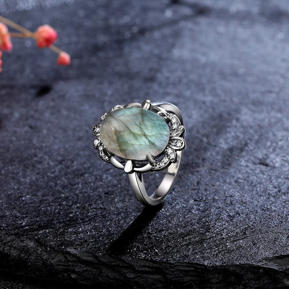 여성을위한 빈티지 문스톤 반지 남성 10*14MM 타원 - Turquoise Stone Ring 리뷰 및 가격