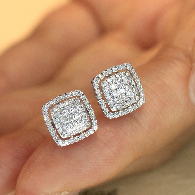 아아주오 럭셔리 주얼리, 18K 화이트 골드, 천연 다 - Diamond Stud Earrings 리뷰 및 가격