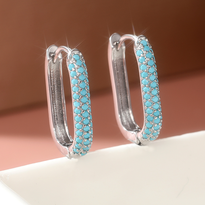 절묘한 인레이 모조 청록색 후프 귀걸이 패션 실버 컬러 - Turquoise Stone Ring 리뷰 및 가격