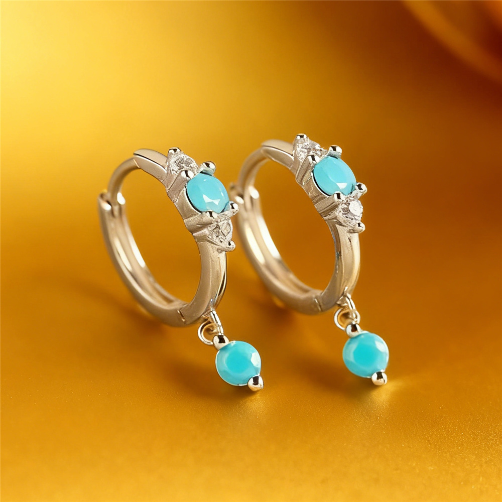 귀여운 여성용 시뮬레이션 터키석 원형 링 귀걸이 빈티지 - Turquoise Stone Ring 리뷰 및 가격