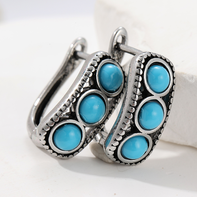 여성을위한 빈티지 모조 청록색 후프 귀걸이 보헤미안 스 - Turquoise Stone Ring 리뷰 및 가격