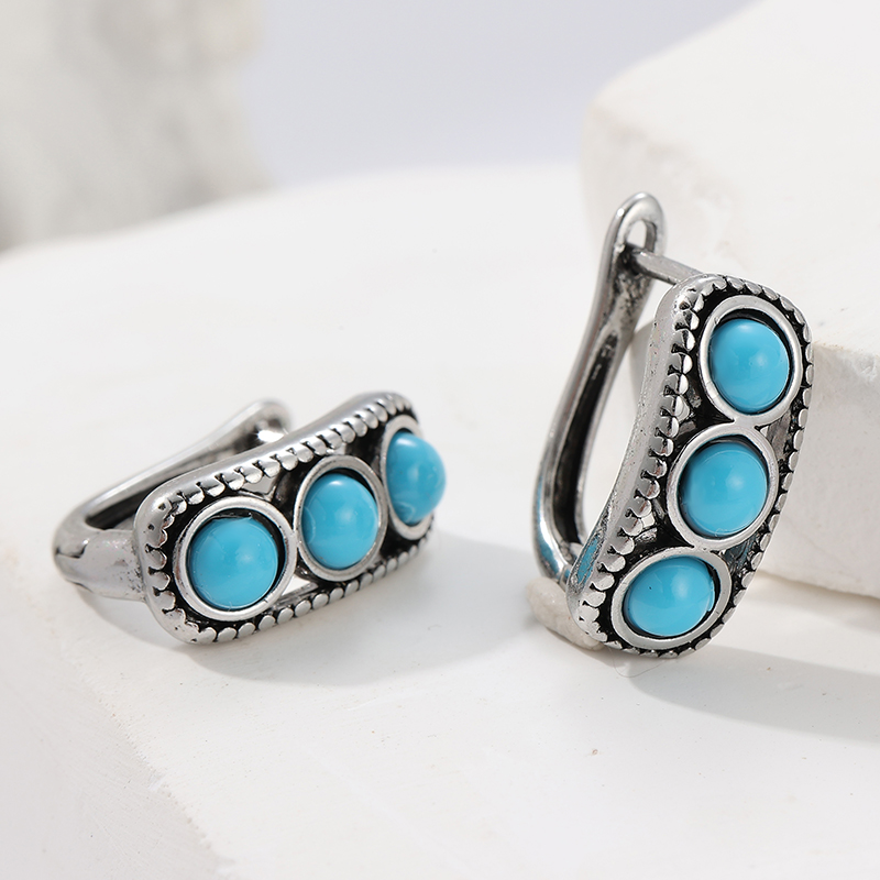 여성을위한 빈티지 모조 청록색 후프 귀걸이 보헤미안 스 - Turquoise Stone Ring 리뷰 및 가격