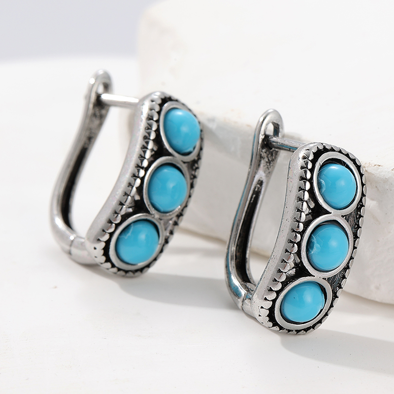 여성을위한 빈티지 모조 청록색 후프 귀걸이 보헤미안 스 - Turquoise Stone Ring 리뷰 및 가격