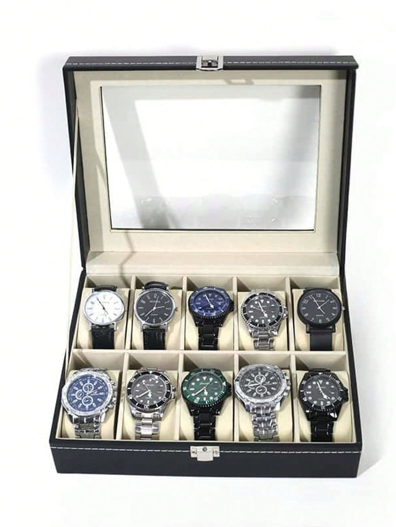 잠금장치가 있는 가죽 시계 상자, 대용량 시계 진열 케 - Jewelry Watches Box 리뷰 및 가격