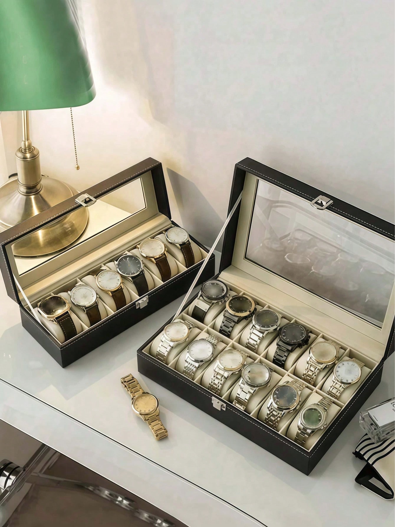잠금장치가 있는 가죽 시계 상자, 대용량 시계 진열 케 - Jewelry Watches Box 리뷰 및 가격