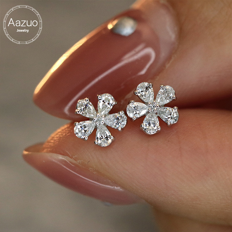 Aazuo 고급 주얼리 18K 오리지널 화이트 골드 천 - Diamond Stud Earrings 리뷰 및 가격