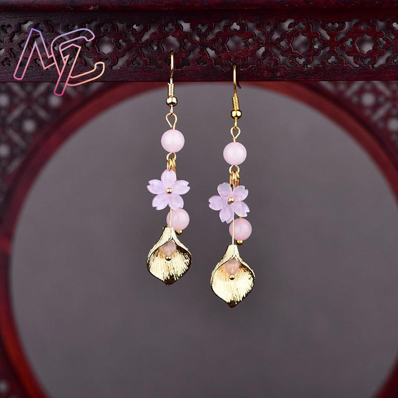 핑크 천연 옥 꽃 귀걸이 여성을위한 빈티지 선물 부적  - Luxury Gifts Jewelry & Watches Namfleg Mostar 리뷰 및 가격