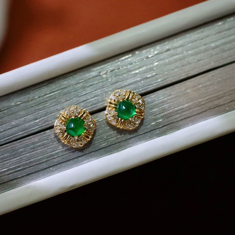 Aazuo 고급 주얼리 18K 옐로우 골드 천연 에메랄 - Diamond Stud Earrings 리뷰 및 가격
