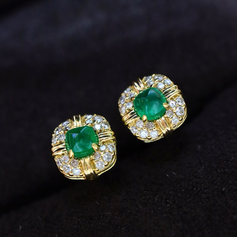 Aazuo 고급 주얼리 18K 옐로우 골드 천연 에메랄 - Diamond Stud Earrings 리뷰 및 가격