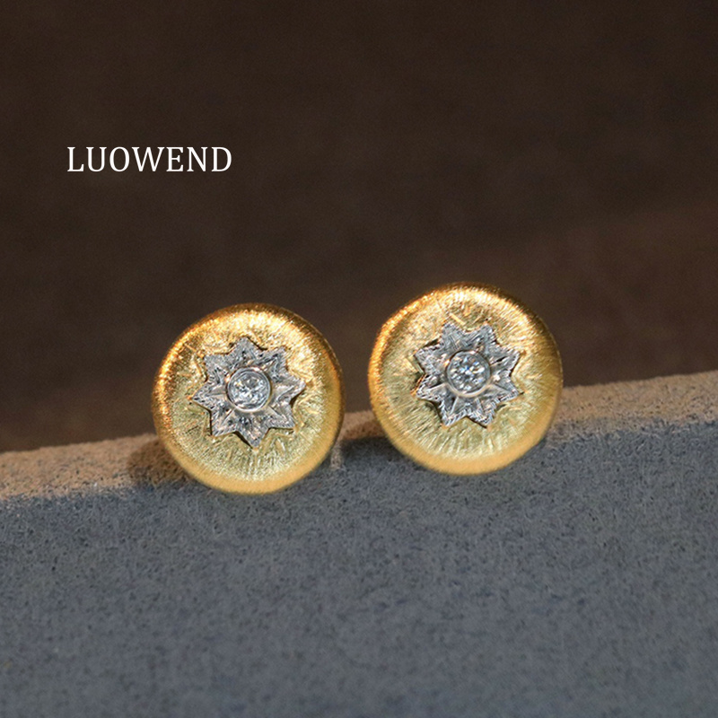 LUOWEND 100% 18K 옐로우 골드 귀걸이 빈티 - Diamond Stud Earrings 리뷰 및 가격