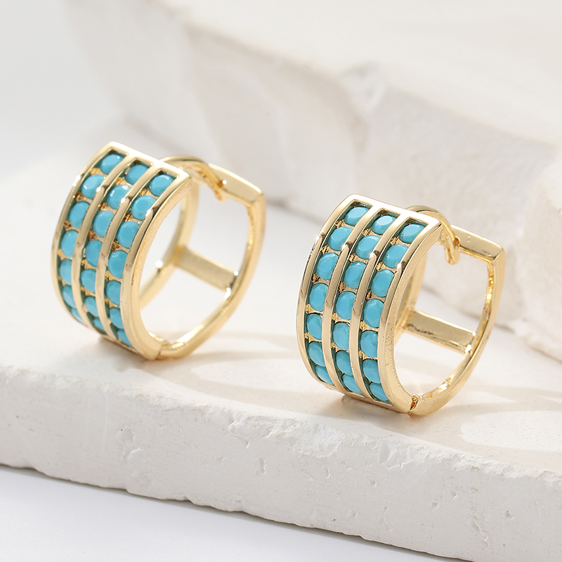 인레이 스퀘어 모조 블루 터키석 후프 귀걸이 여성용 클 - Turquoise Stone Ring 리뷰 및 가격