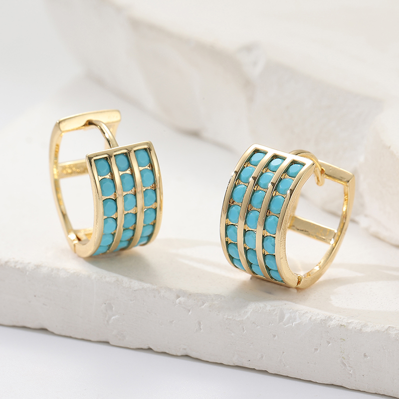 인레이 스퀘어 모조 블루 터키석 후프 귀걸이 여성용 클 - Turquoise Stone Ring 리뷰 및 가격