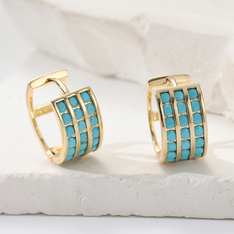 인레이 스퀘어 모조 블루 터키석 후프 귀걸이 여성용 클 - Turquoise Stone Ring 리뷰 및 가격