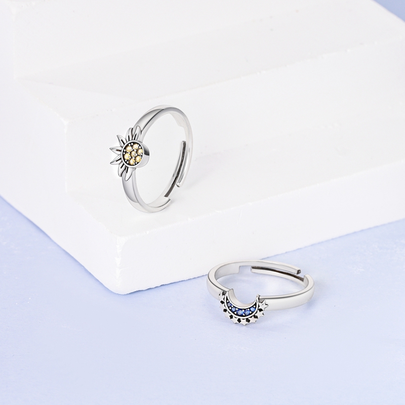 925 실버 태양과 달 평균 사이즈 오픈 링 지르콘 산 - Statement Cocktail Ring 리뷰 및 가격