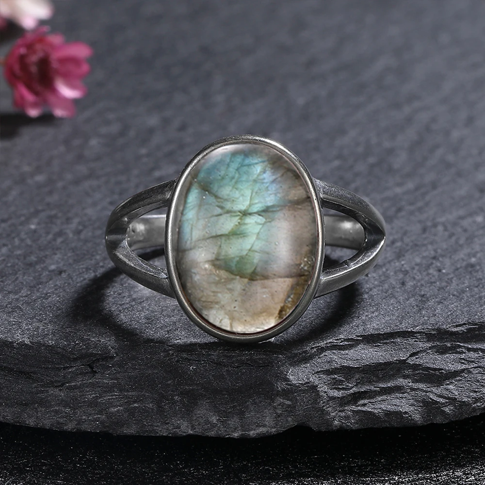 S925 실버 반지 큰 10*14mm 타원형 천연 월장 - Turquoise Stone Ring 리뷰 및 가격