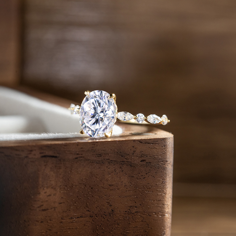 우아한 타원형 모양의 1ct 2ct 3ct Moissa - Statement Cocktail Ring 리뷰 및 가격