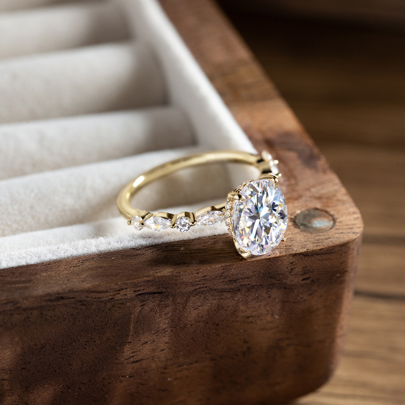 우아한 타원형 모양의 1ct 2ct 3ct Moissa - Statement Cocktail Ring 리뷰 및 가격