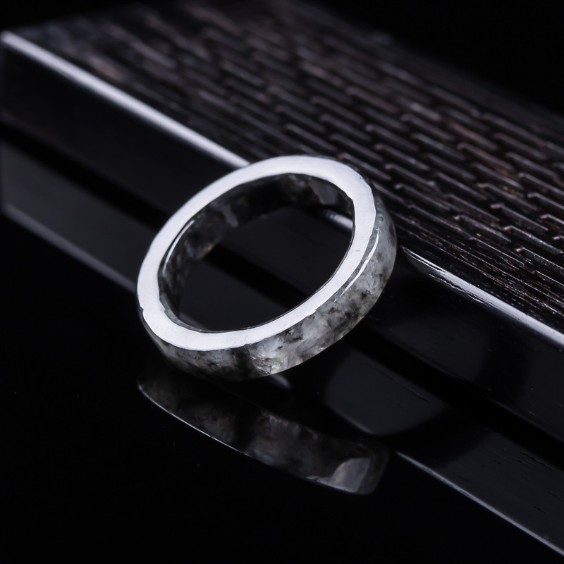 천연 A급 버마산, 블랙 제이디트 아이스 타입 반지,  - Jewelry & Watches Sp Z Oo Janów Lubelski 리뷰 및 가격