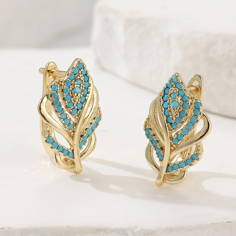 창의적인 잎 모양의 후프 귀걸이 금도금 청록색 브릴리언 - Turquoise Stone Ring 리뷰 및 가격
