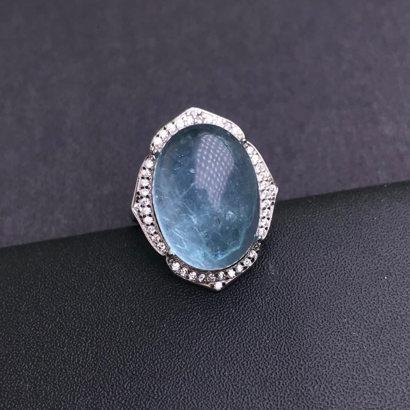 CSJ 빅 스톤 천연 아쿠아 마린 반지 스털링 925  - Turquoise Stone Ring 리뷰 및 가격