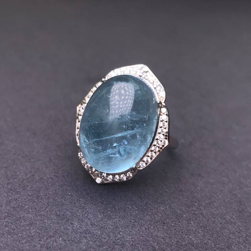 CSJ 빅 스톤 천연 아쿠아 마린 반지 스털링 925  - Turquoise Stone Ring 리뷰 및 가격